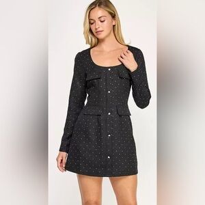 Macys•Crystal Doll•Junior Long Sleeve Jewel Neck Suit Dress•Size S•NWT